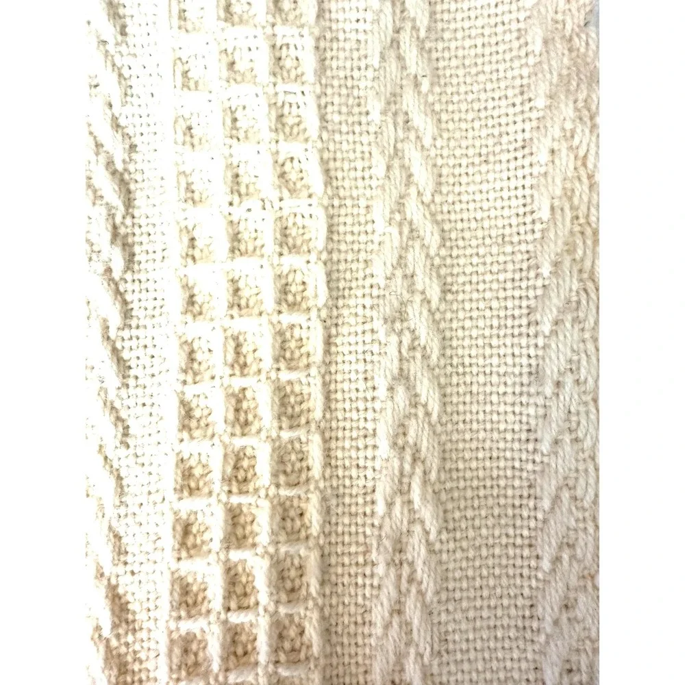 Branigan Weavers Women's Rectangular Winter Cable Knit Scarf One Size Cream Wool
